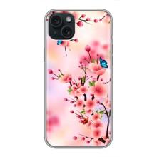 Чохол з картинкою Сакури на iPhone 14 Plus – Метелики на сакурі