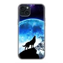 Чехол с Волком на iPhone 14 Plus – Воет на луну