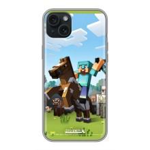 Чехлы для iPhone 14 Plus (Персонажи Майн Крафт) – На коне