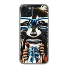 Силиконовый Чехол с Енотами на iPhone 14 Plus – Енот в очках