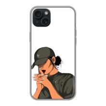 Силиконовый Чехол на iPhone 14 Plus с картинкой Стильных Девушек – В зеленом