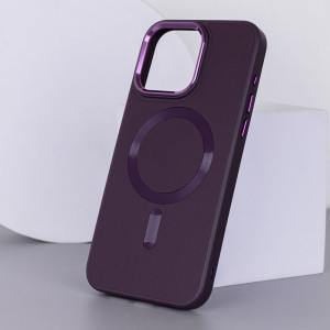 Шкіряний чохол Bonbon Leather Metal Style with MagSafe для Apple iPhone 15 Plus (6.7") (Фіолетовий)
