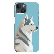 Чехол с Хаски для iPhone 15 Plus - (AlphaPrint) (Хаски арт)