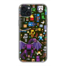 Чехол Майнкрафт на iPhone 15 Plus (AlphaPrint) Minecraft (Коллаж Майнкрафт)