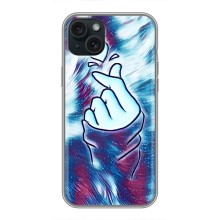 Чехол с принтом для iPhone 15 Plus (AlphaPrint - Знак сердечка) – Радужное сердце