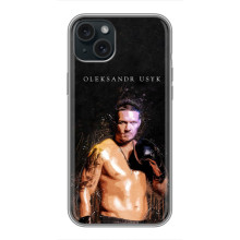 Чехол с картинкой Александр Усик для iPhone 15 Plus – Чемпион Усик