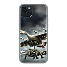 Чехол с мемами тралалело тралала для iPhone 15 Plus – Гусини и крокодило