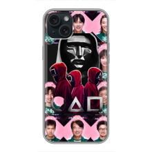 Чехол Гра в кальмара для iPhone 15 Plus – Персонажи игры кальмара