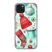 Новогодние Чехлы для Айфон 15 Плюс (VPrint) (Одежда НГ)