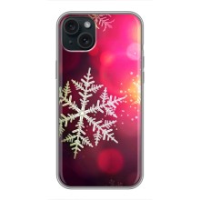 Новогодние Чехлы для Айфон 15 Плюс (VPrint) (Снежинка)