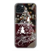 Рождественские Чехлы для iPhone 15 Plus (VPrint) (Елочка узорная)