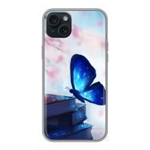 Силіконовий бампер з картинкою звірів для iPhone 15 Plus (Метелик синій)