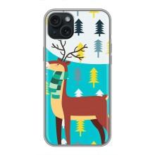 Силіконовий бампер з картинкою звірів для iPhone 15 Plus (Олень із шарфом)