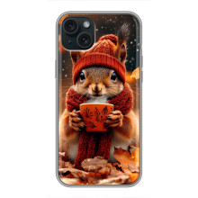 Друкований чохол 'Звірята з кавою' для iPhone 15 Plus – Білка з кавою