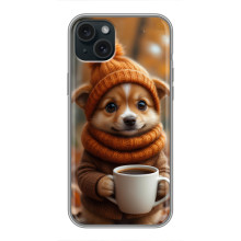 Друкований чохол 'Звірята з кавою' для iPhone 15 Plus – Песик з кавою