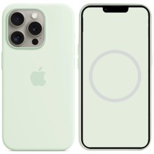 Чехол Silicone case (AAA) full with Magsafe and Animation для Apple iPhone 15 Pro Max (6.7") (Мятный)