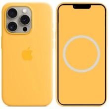 Чехол Silicone case (AAA) full with Magsafe and Animation для Apple iPhone 15 Pro Max (6.7") (Желтый)