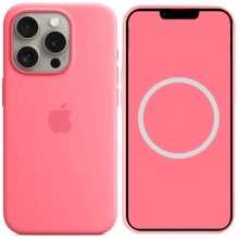 Чехол Silicone case (AAA) full with Magsafe and Animation для Apple iPhone 15 Pro Max (6.7") – Розовый