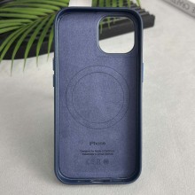 Кожаный чехол Leather Case (AAA) with MagSafe and Animation для Apple iPhone 15 Pro Max (6.7") – Голубой