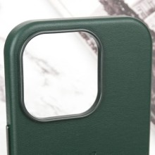 Шкіряний чохол Leather Case (AAA) with MagSafe and Animation для Apple iPhone 15 Pro Max (6.7") – Зелений