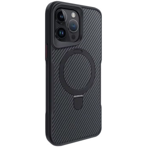 TPU+PC чехол Metal Buttons with MagSafe Carbon Ring для Apple iPhone 15 Pro Max (6.7") (Черный)