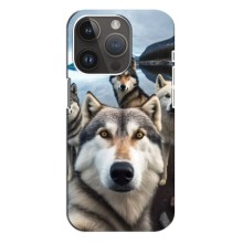 Чехол с Хаски для iPhone 15 Pro Max - (AlphaPrint) (Селфи ХАски)