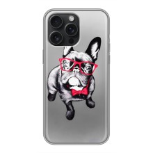 Чохол (ТПУ) Милі песики для iPhone 15 Pro Max (Бульдог в окулярах)