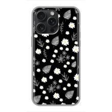 Чехлы с тематикой "ЦВЕТЫ" на iPhone 15 Pro Max (цветение на чорном)