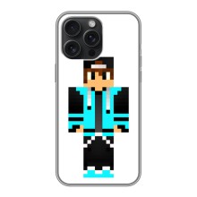 Чохли для iPhone 15 Pro Max (Персонажі МайнКрафт) (Хлопчик у блакитному)
