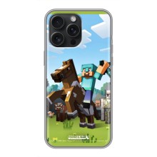 Чохли для iPhone 15 Pro Max (Персонажі МайнКрафт) (На коні)