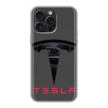 Силиконовый бампер с картинкой машины на iPhone 15 Pro Max – Logo TESLA