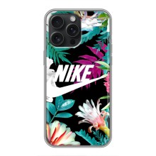 Силіконовый Чохол на iPhone 15 Pro Max з картинкою НАЙК (Квітковий Nike)