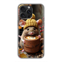 Друкований чохол 'Звірята з кавою' для iPhone 15 Pro Max – Мишка з кавою