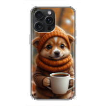 Друкований чохол 'Звірята з кавою' для iPhone 15 Pro Max – Песик з кавою