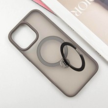 TPU+PC чохол Metal Buttons with MagSafe Colorful HQ Ring для Apple iPhone 15 Pro (6.1") – Grey