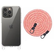 Чехол TPU Transparent with Straps для Apple iPhone 15 Pro (6.1") (Red)