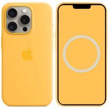 Чохол Silicone case (AAA) with Magsafe and Animation для Apple iPhone 15 Pro (6.1") (Жовтий)