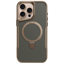 TPU+PC чехол Metal Buttons with MagSafe Carbon Ring для Apple iPhone 15 Pro (6.1") – Золотой