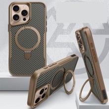 TPU+PC чехол Metal Buttons with MagSafe Carbon Ring для Apple iPhone 15 Pro (6.1") – Золотой