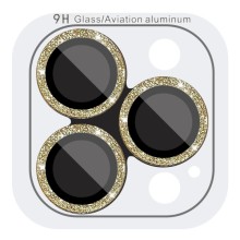 Захисне скло Metal Sparkles на камеру (у упак.) для Apple iPhone 15 Pro (6.1") /15 Pro Max (6.7") – Золотий