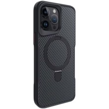 TPU+PC чехол Metal Buttons with MagSafe Carbon Ring для Apple iPhone 15 Pro (6.1") – Черный