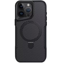 TPU+PC чехол Metal Buttons with MagSafe Carbon Ring для Apple iPhone 15 Pro (6.1") – Черный