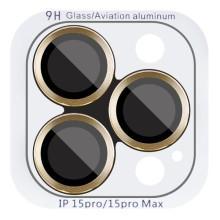 Захисне скло Metal Classic на камеру (у упак.) для Apple iPhone 15 Pro (6.1") / 15 Pro Max (6.7") – Золотий