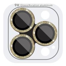 Захисне скло Metal Sparkles на камеру (у упак.) для Apple iPhone 15 Pro (6.1") /15 Pro Max (6.7") – Золотий