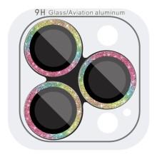 Захисне скло Metal Sparkles на камеру (у упак.) для Apple iPhone 15 Pro (6.1") /15 Pro Max (6.7") – Бузковий