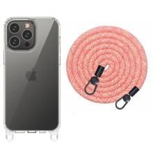 Чохол TPU Transparent with Straps для Apple iPhone 15 Pro (6.1") (Червоний)