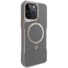 TPU+PC чохол Metal Buttons with MagSafe Carbon Ring для Apple iPhone 15 Pro (6.1") – Сірий