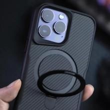 TPU+PC чохол Metal Buttons with MagSafe Carbon Ring для Apple iPhone 15 Pro (6.1") – Чорний