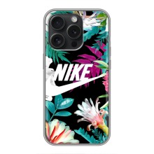 Силіконовый Чохол на iPhone 15 Pro з картинкою НАЙК (Квітковий Nike)