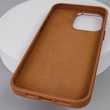 Кожаный чехол Bonbon Leather Metal Style with MagSafe для Apple iPhone 15 (6.1") – Коричневый